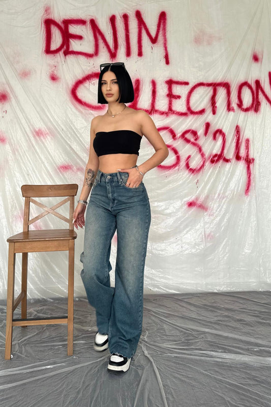 Blug larg cu talie înaltă